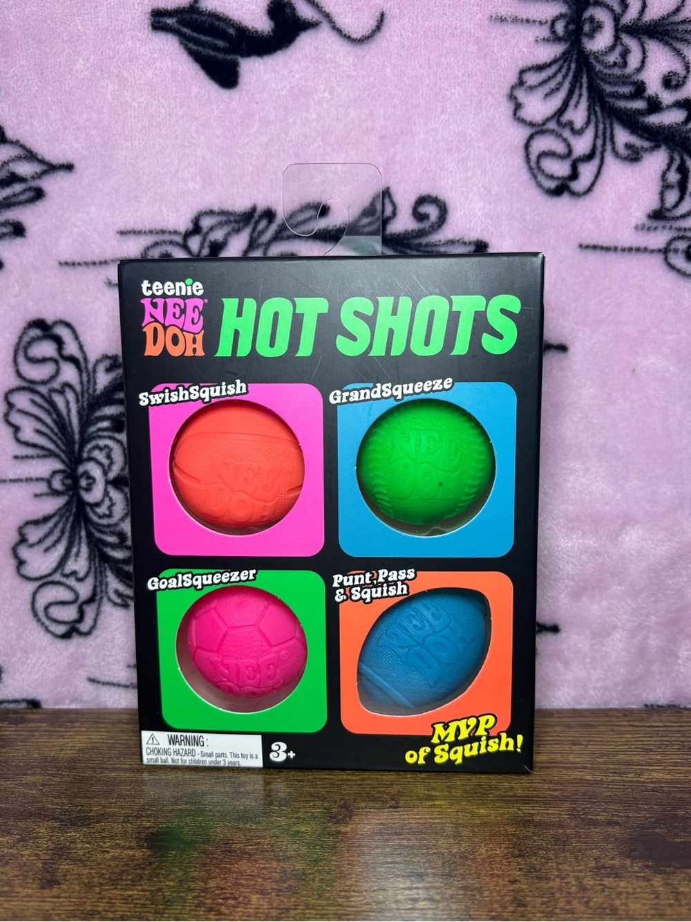 Teenie Ned Doh Hot Shots Squishy Sports Ball Set - Pink, Orange, Green, Blue